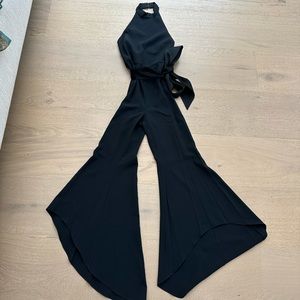 Alice + Olivia Wide Flared Leg Halter Neck Jumpsuit
